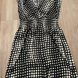 Jonathan Martin Black and White Polka Dot Midi Dress
